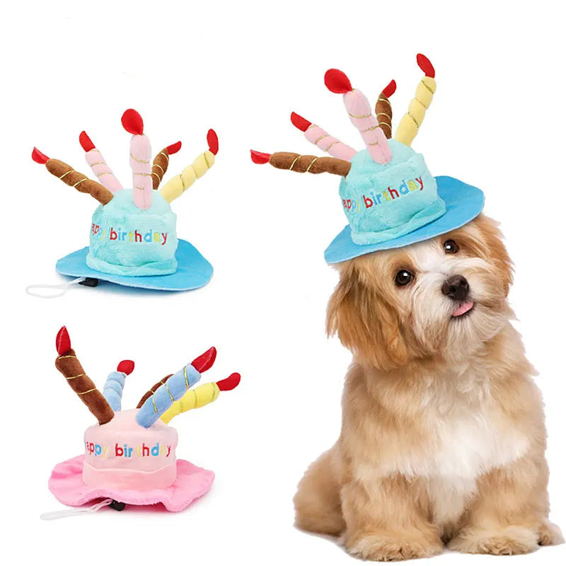 Dog Birthday Hat with Cake & Candles Design