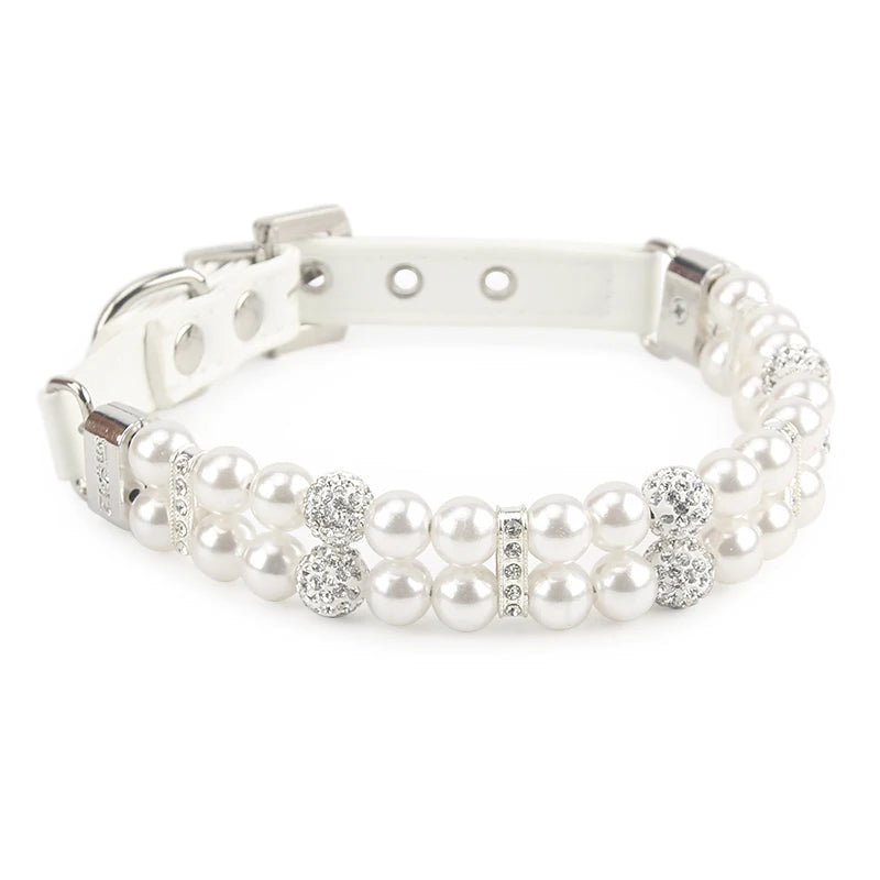 Pearl Pet Collar with Rhinestones