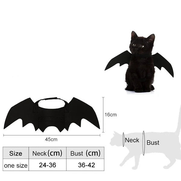 Halloween Black Bat Wings for Cats