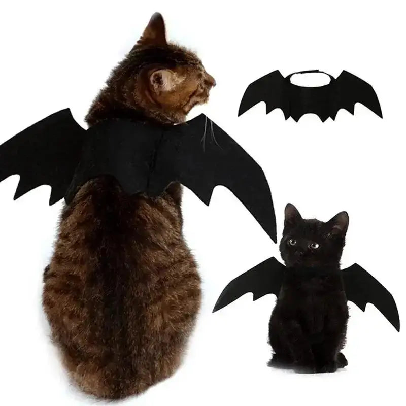 Halloween Black Bat Wings for Cats
