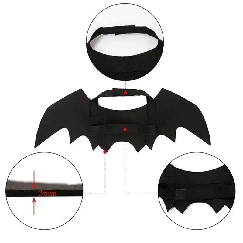 Halloween Black Bat Wings for Cats