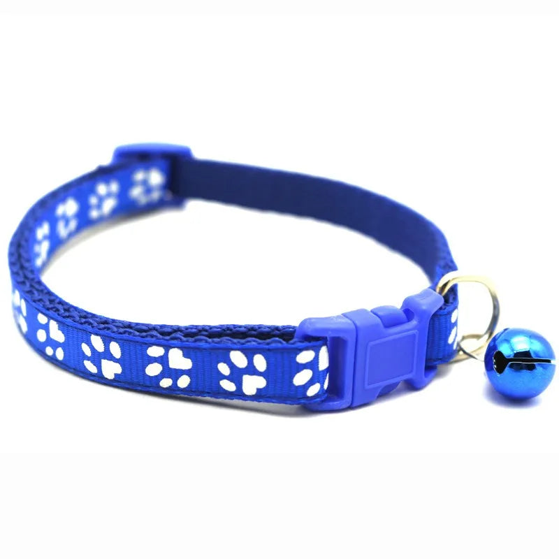 Paw Print Cat Collar with Bell
