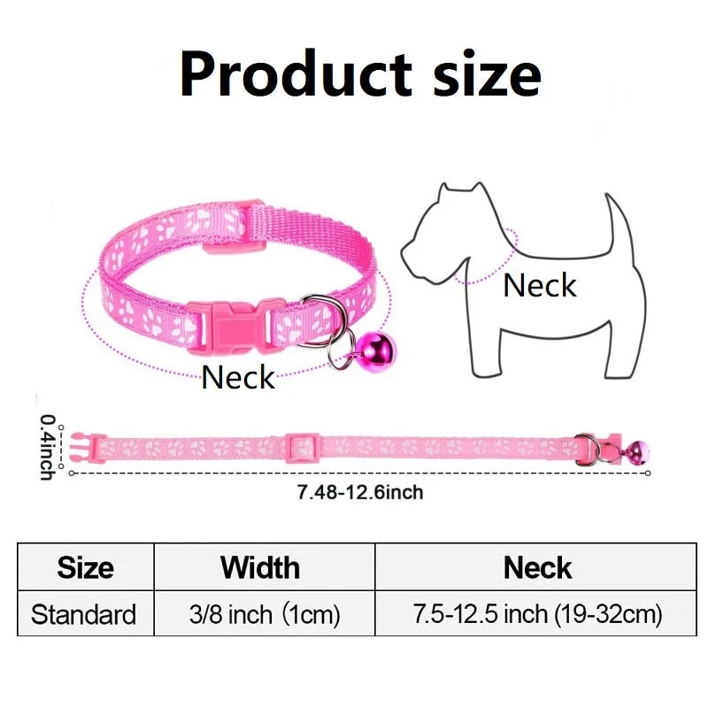 Paw Print Cat Collar with Bell