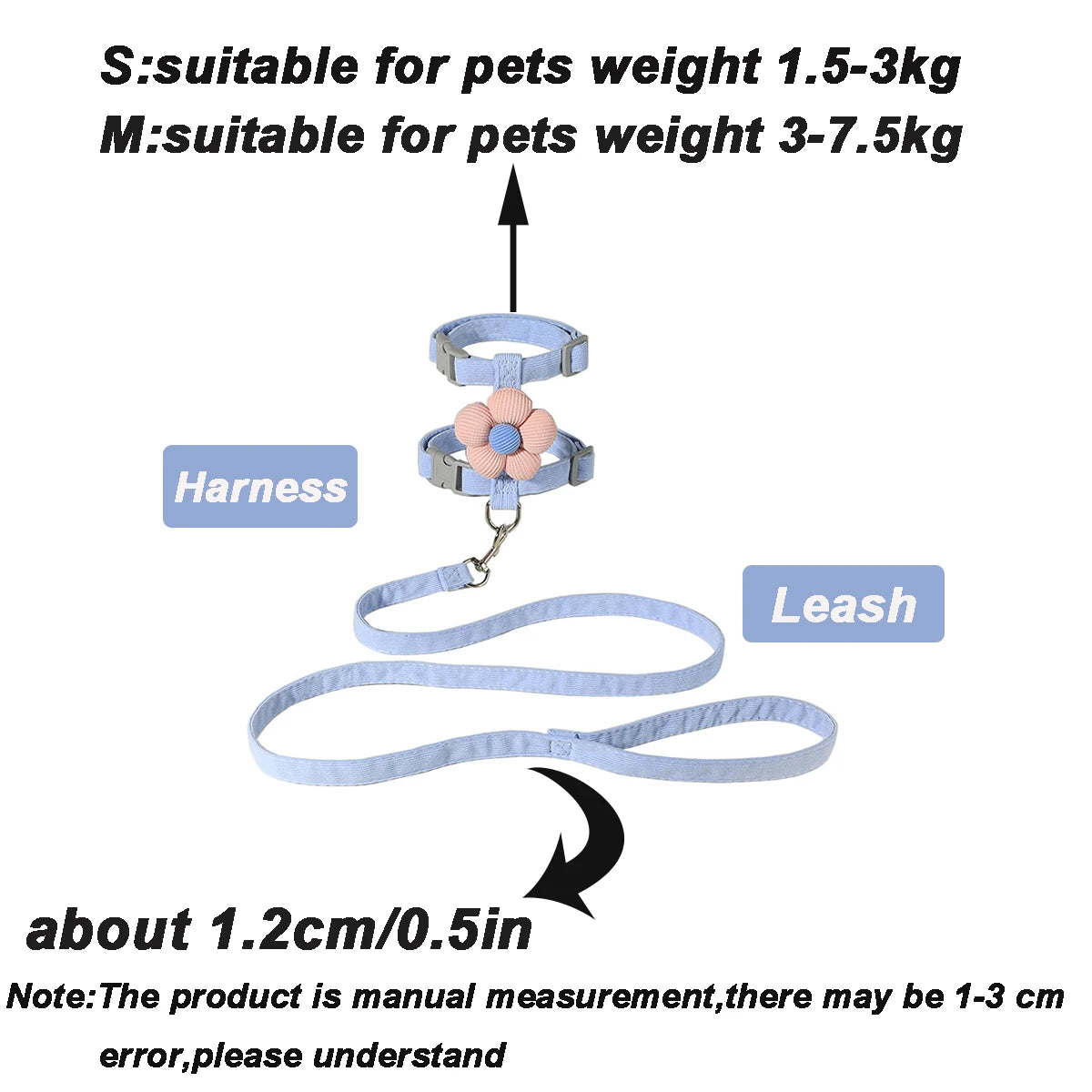 Adjustable Harness & Leash Set for Small Dogs and Cats