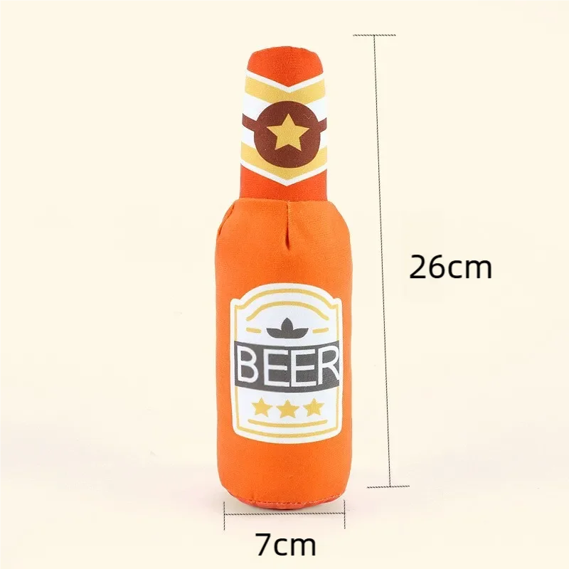 Plush Beer Bottle Squeaky Toy for Cats & Dogs