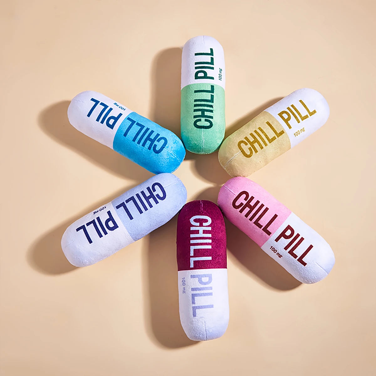 Funny Plush Pill-Shaped Dog Toy with Squeaker