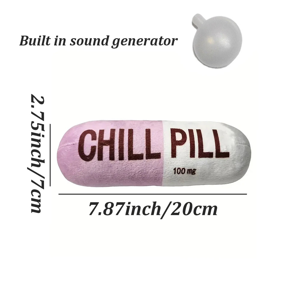 Funny Plush Pill-Shaped Dog Toy with Squeaker