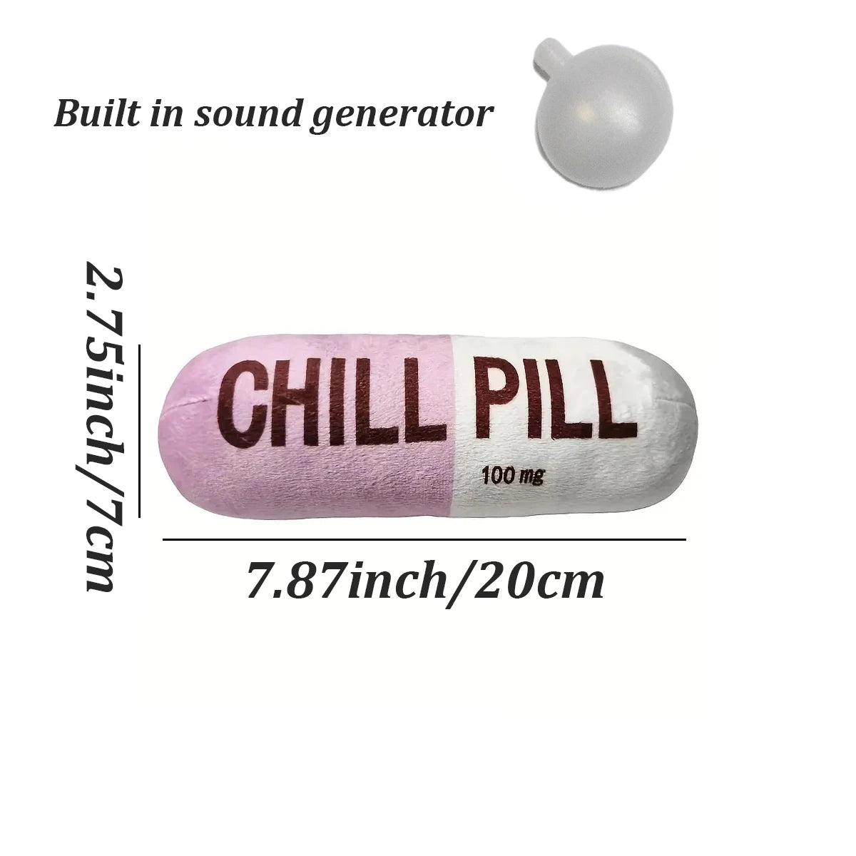 Funny Plush Pill-Shaped Dog Toy with Squeaker