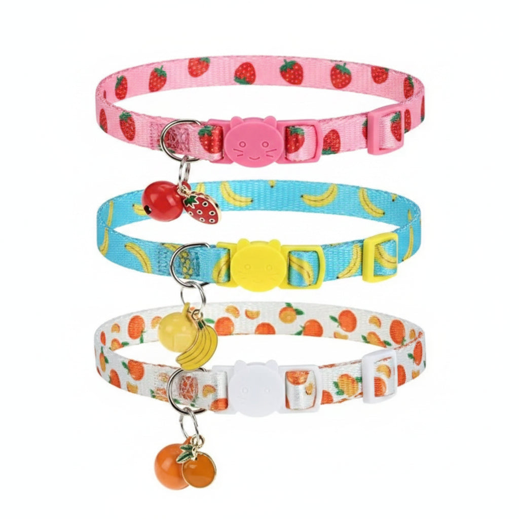 Breakaway Cat Collars with Bell & Cute Pendants — 3-Pack
