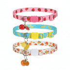Breakaway Cat Collars with Bell & Cute Pendants — 3-Pack