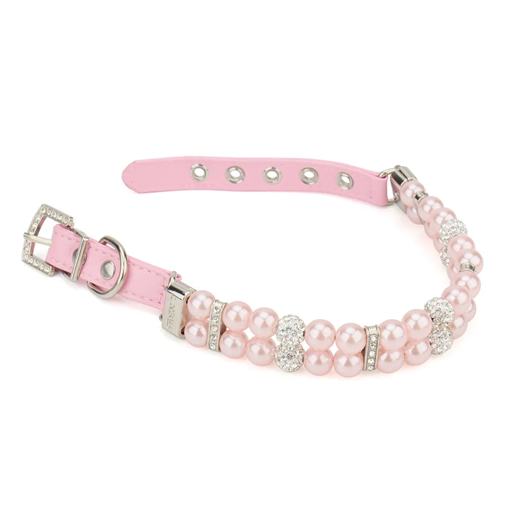 Pearl Pet Collar with Rhinestones