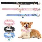 Leather and Rhinestone Pet Collar with Heart