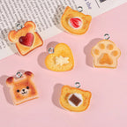 Cute Bear & Toast Resin Charms — 10-Pack for DIY Collars