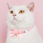 Pink Bell, Bow, and Pearl Cat Collar