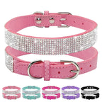Rhinestone Leather Pet Collar