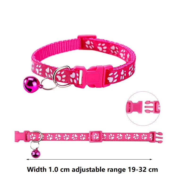 Paw Print Cat Collar with Bell