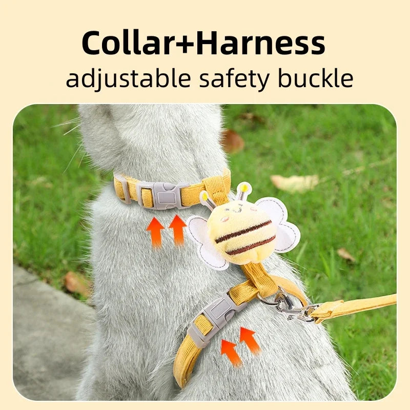 Adjustable Cartoon Bee Harness & Leash Set