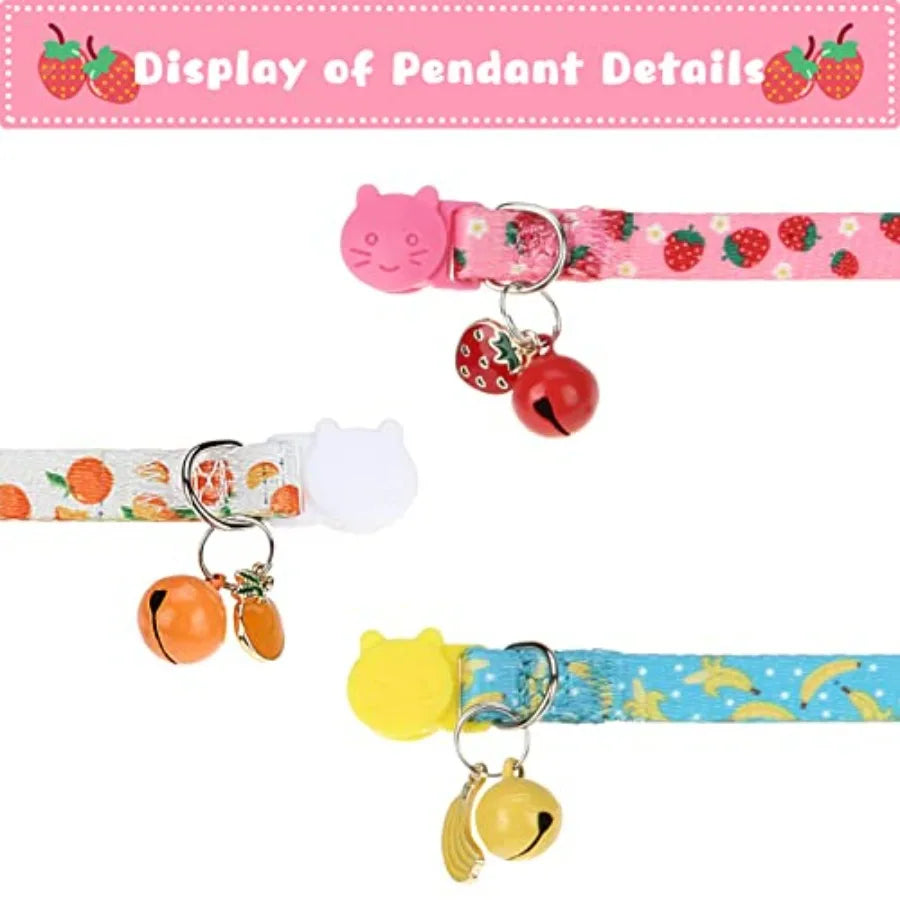 Breakaway Cat Collars with Bell & Cute Pendants — 3-Pack