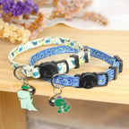 Dinosaur Cat Collars with Bells & Removable Charms — 2-Pack