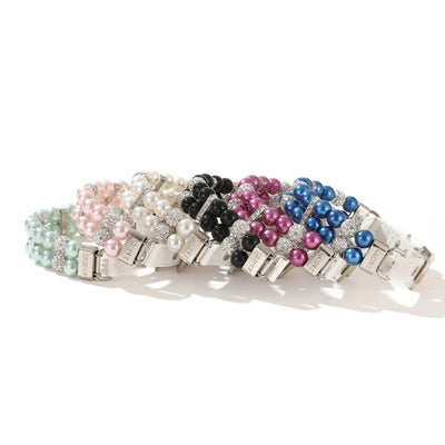 Pearl Pet Collar with Rhinestones for Small/Medium Dogs