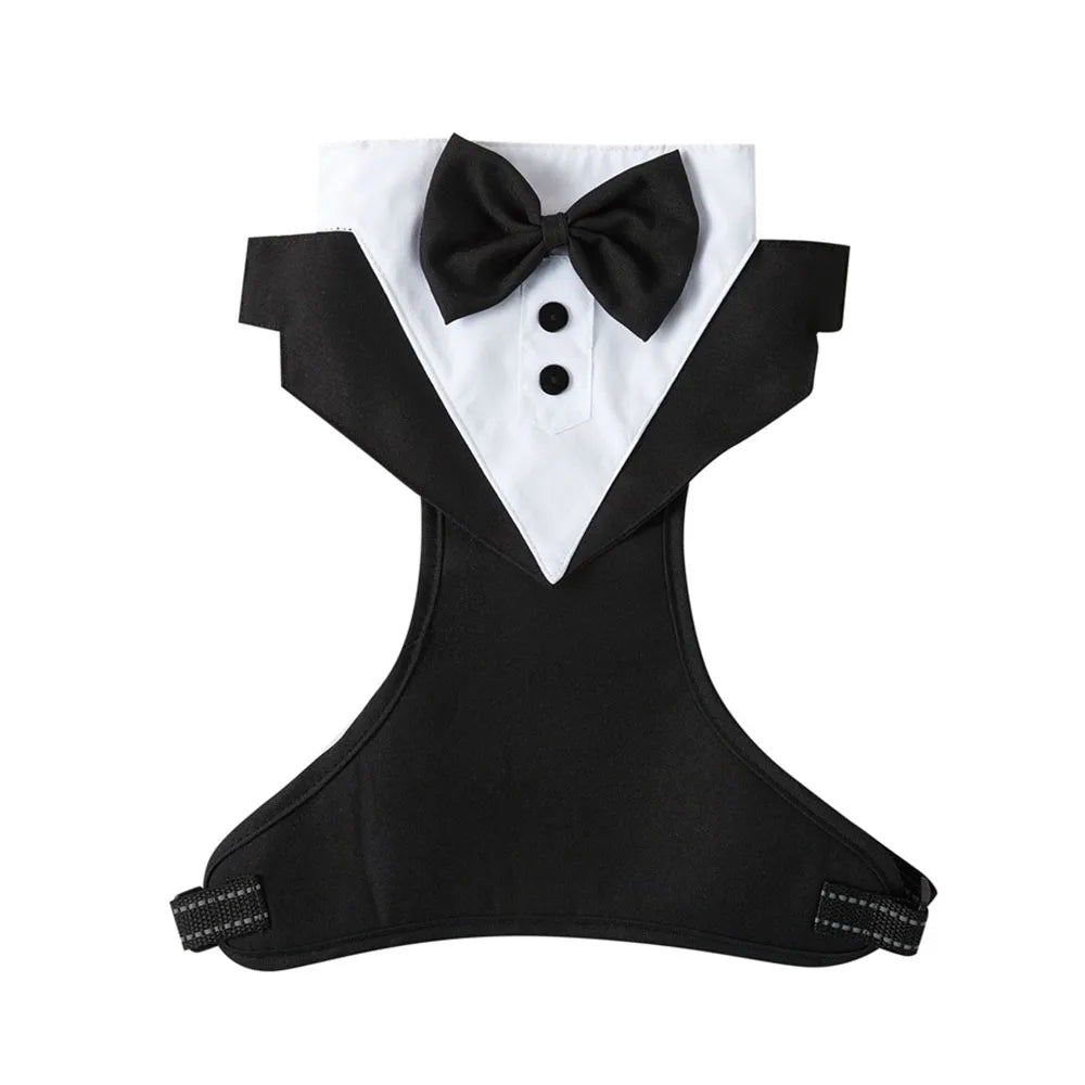 Dog Tuxedo Harness with Bow Tie | No-Pull Wedding & Party Vest