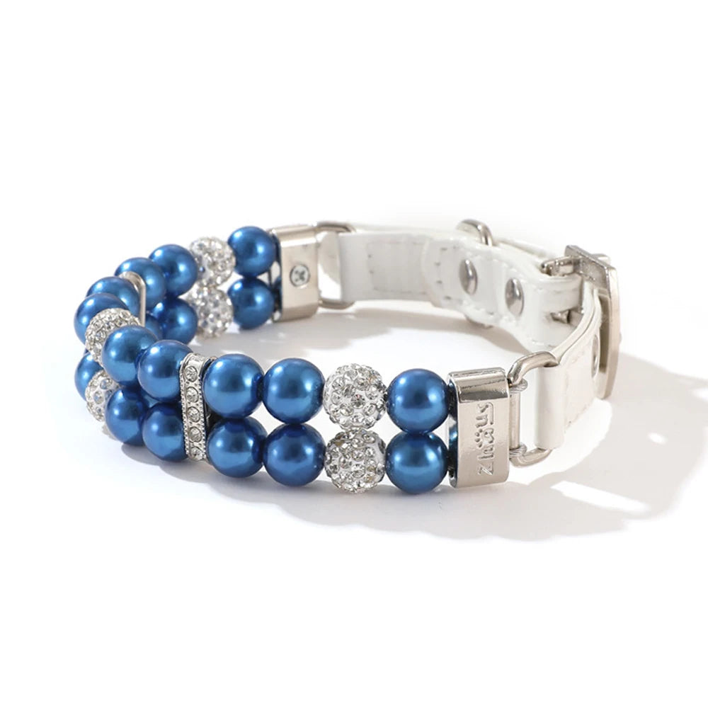 Pearl Pet Collar with Rhinestones