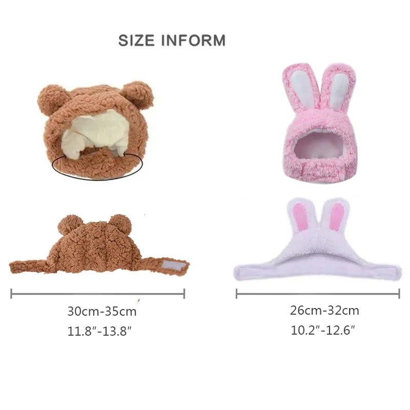 Plush Bear & Bunny Ear Pet Hat