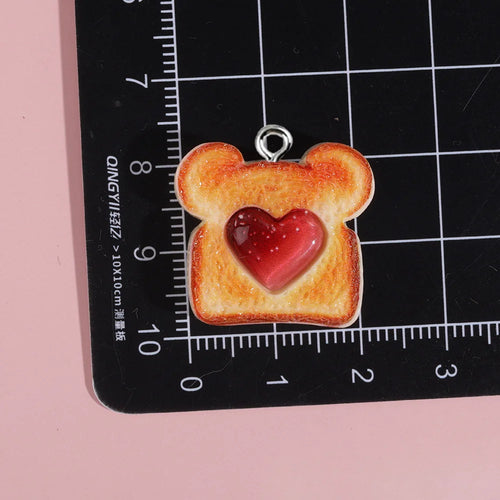 Cute Bear & Toast Resin Charms — 10-Pack for DIY Collars