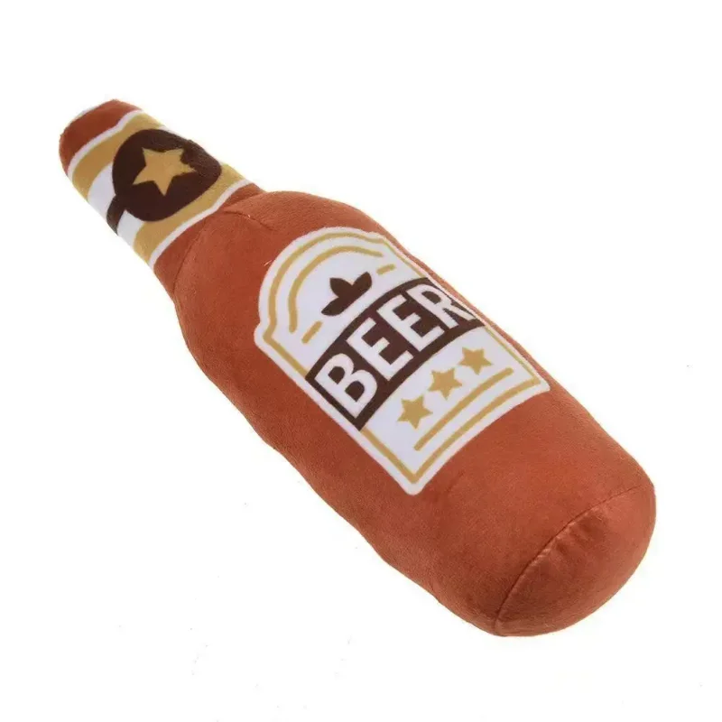 Plush Beer Bottle Squeaky Toy for Cats & Dogs