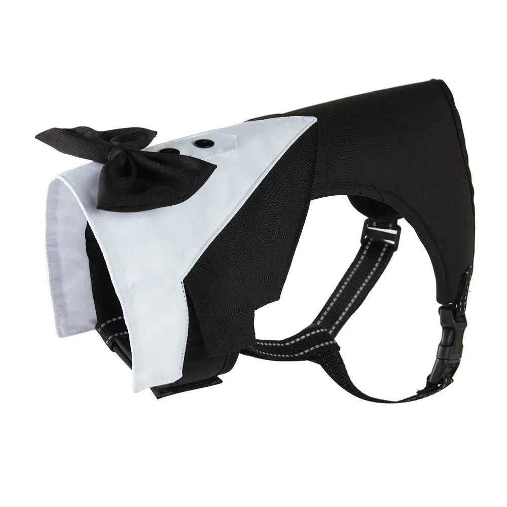 Dog Tuxedo Harness with Bow Tie | No-Pull Wedding & Party Vest