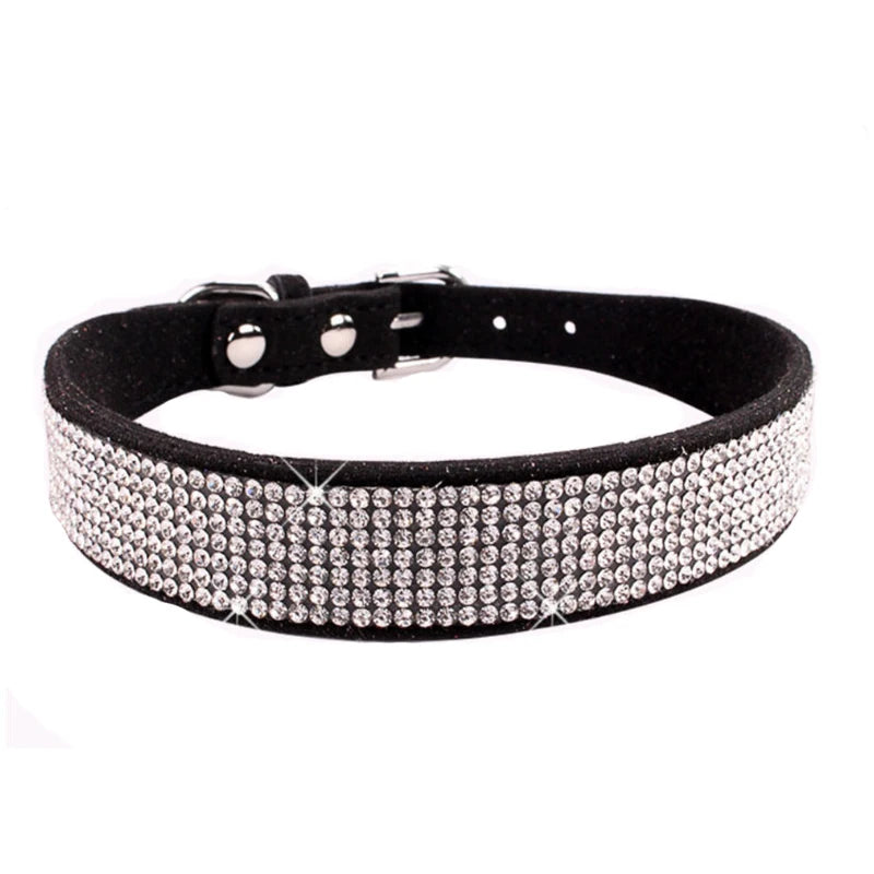 Rhinestone Leather Pet Collar