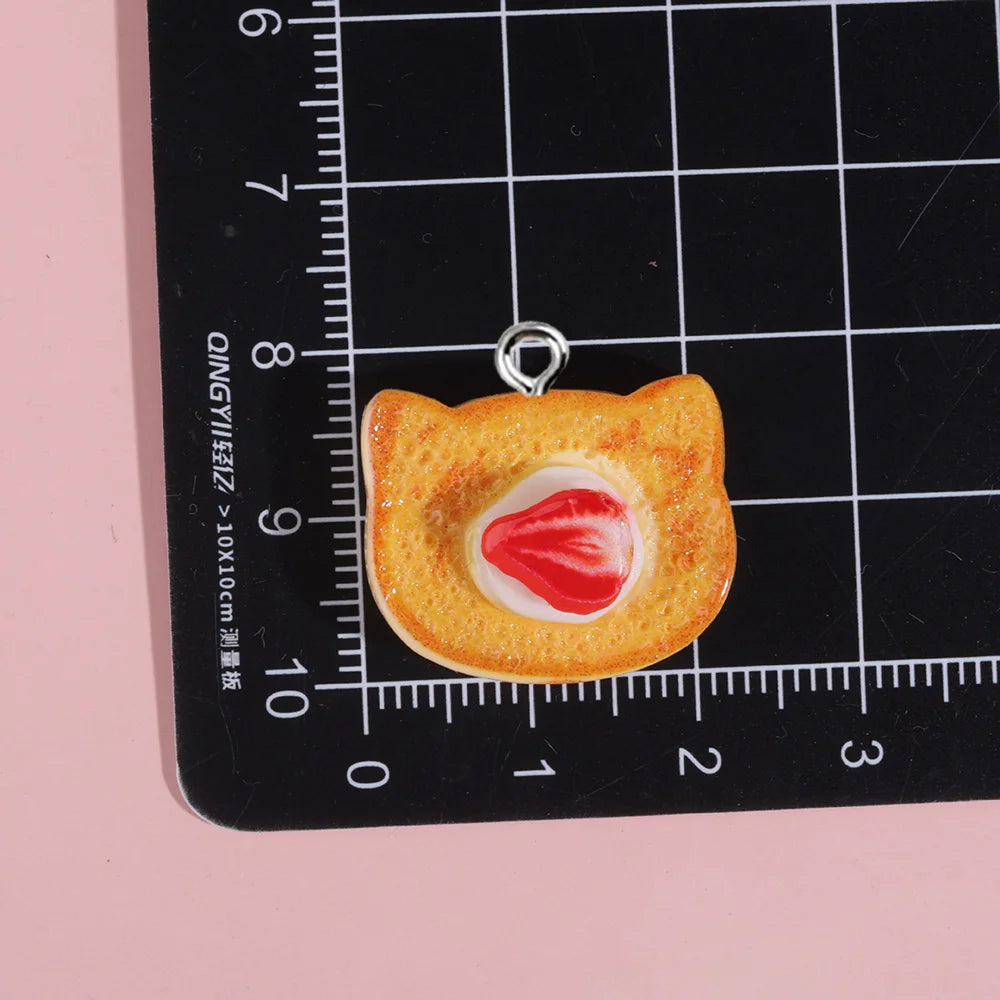 Cute Bear & Toast Resin Charms — 10-Pack for DIY Collars