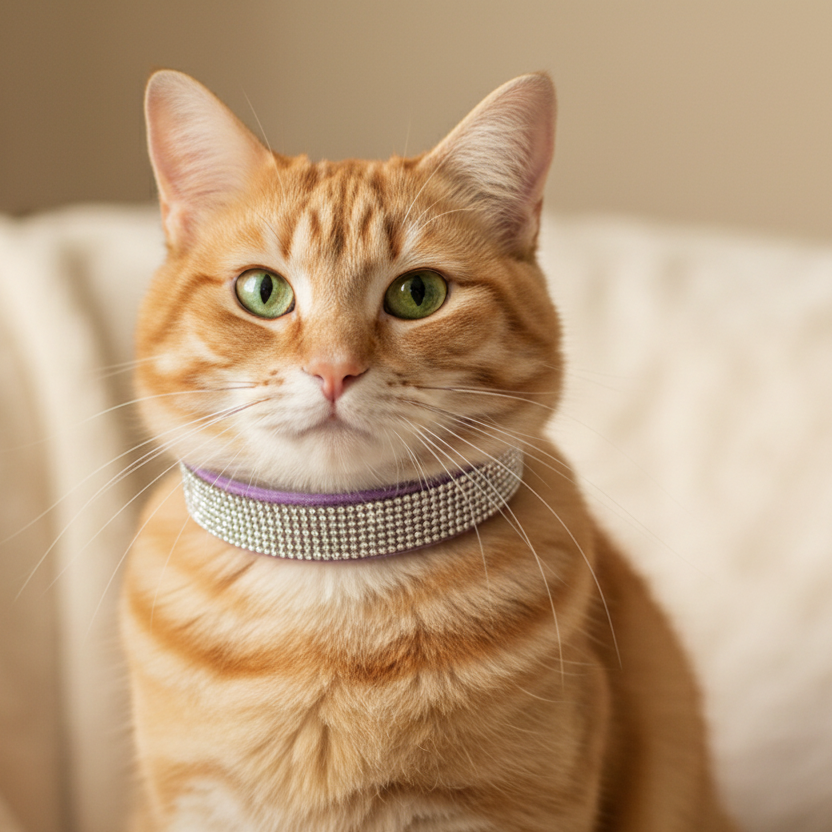 Rhinestone Leather Pet Collar