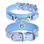 Leather and Rhinestone Pet Collar with Heart