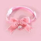 Pink Bell, Bow, and Pearl Cat Collar