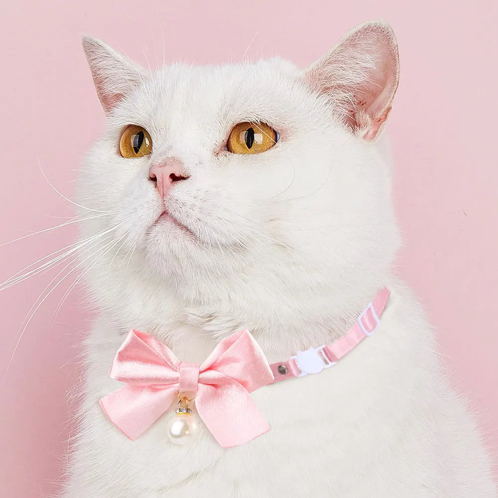 Pink Lace Bow Pet Collars