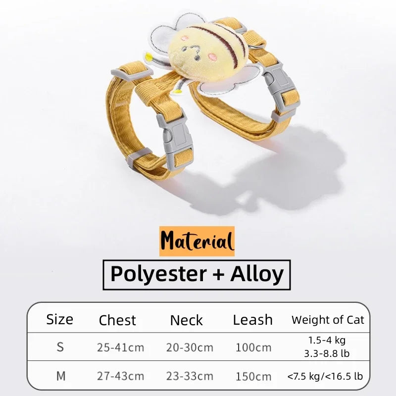 Adjustable Cartoon Bee Harness & Leash Set