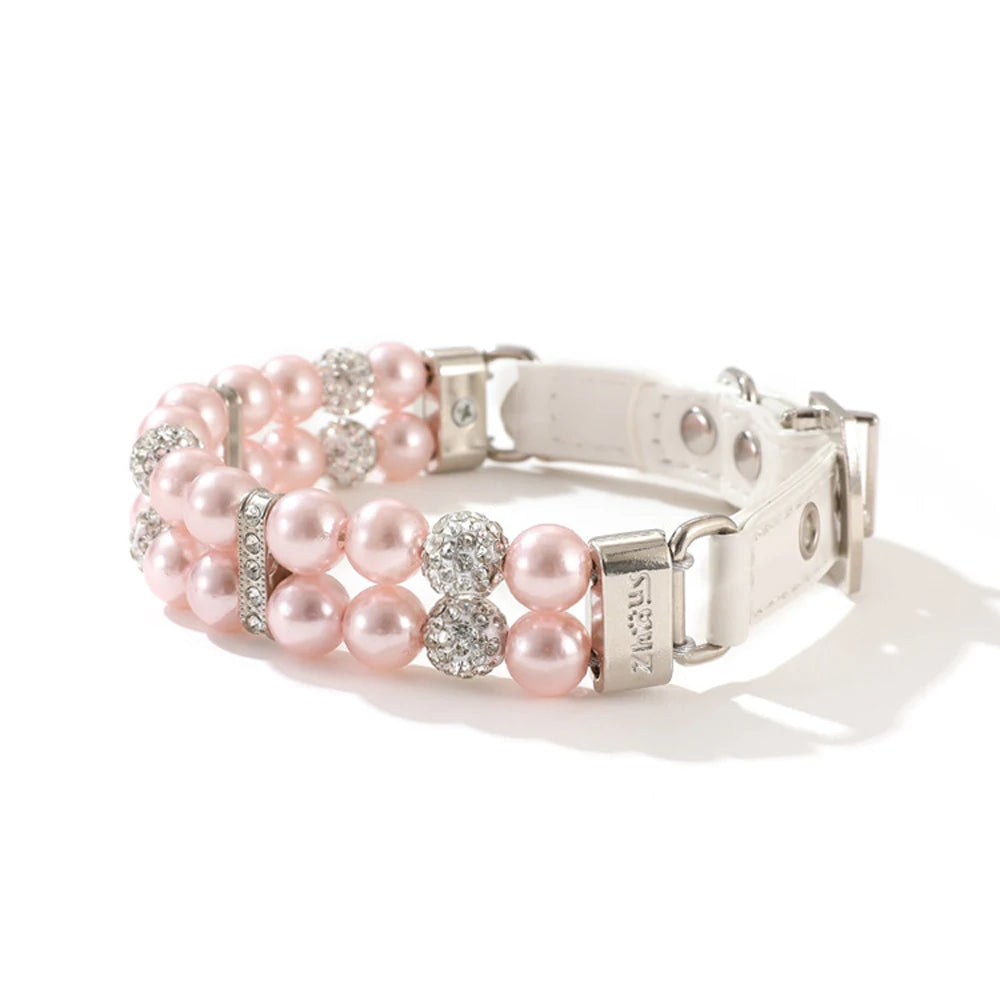 Pearl Pet Collar with Rhinestones
