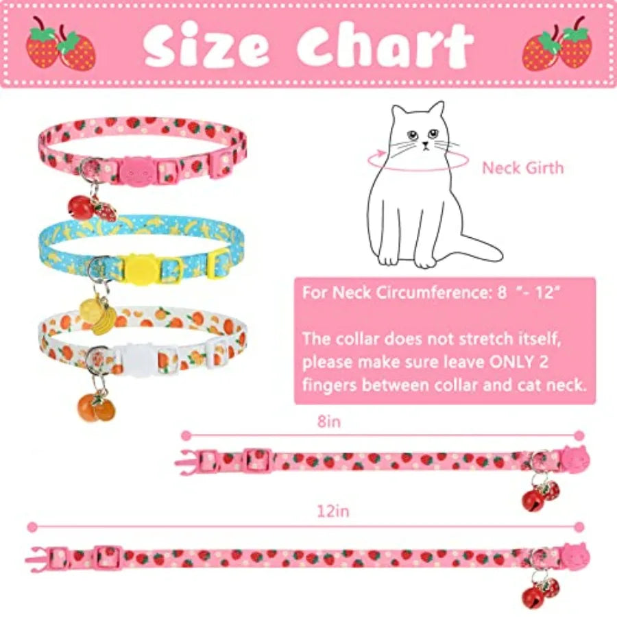 Breakaway Cat Collars with Bell & Cute Pendants — 3-Pack