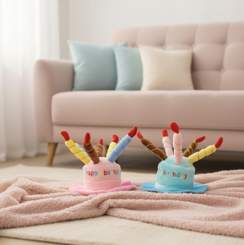 Dog Birthday Hat with Cake & Candles Design