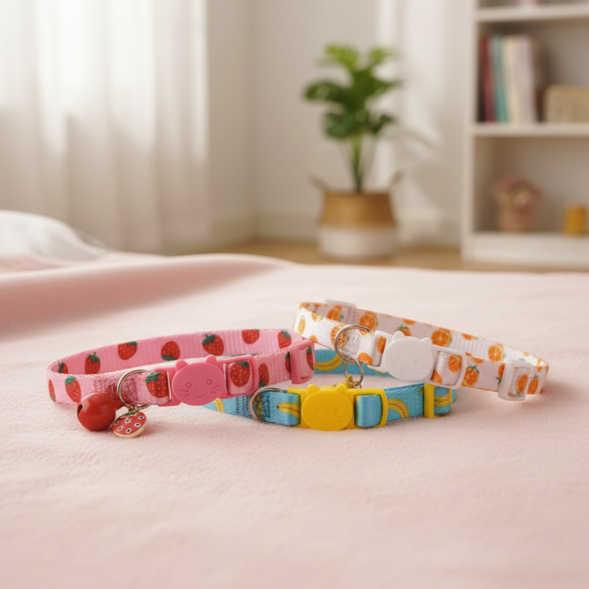 Breakaway Cat Collars with Bell & Cute Pendants — 3-Pack